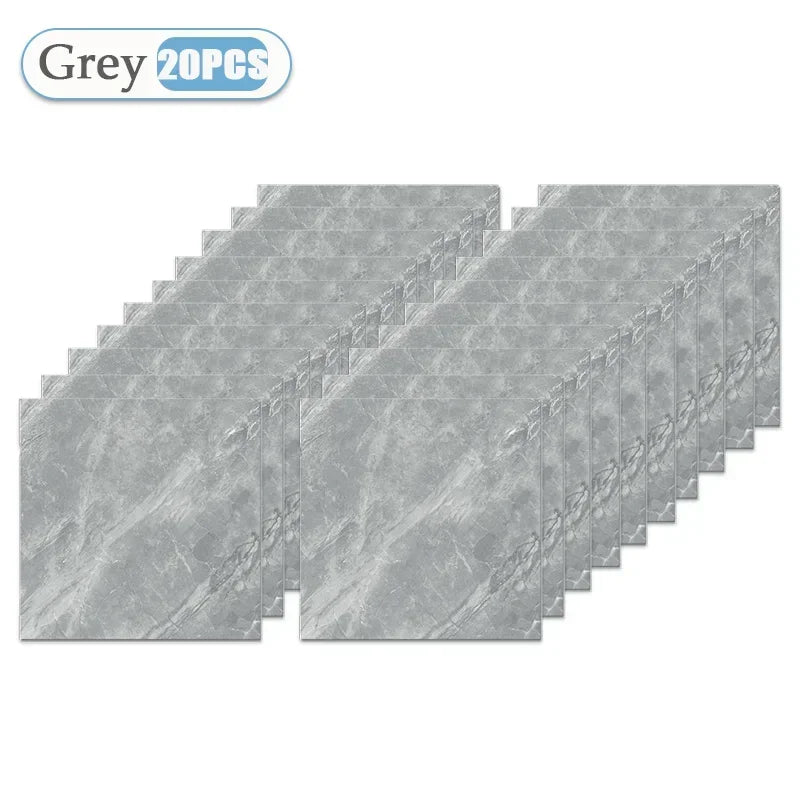 10/20/40PCS Simulated Thick Marble Tile Wall Sticker PVC Waterproof Self-adhesive Living Room Toilet Kitchen Home Floor Sticker