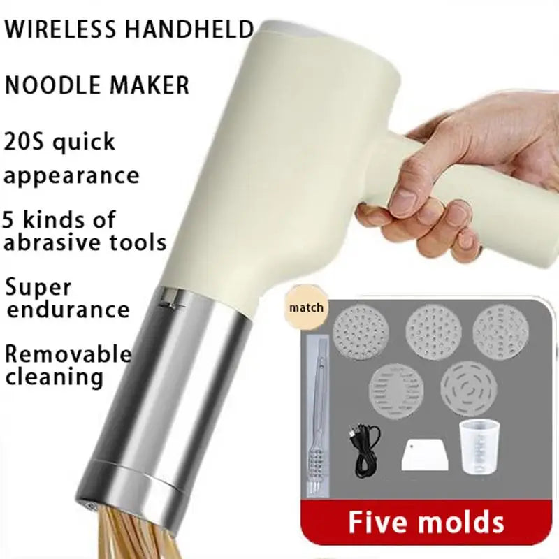Handheld Electric Noodle Machine Cordless Noodle Press Automatic Pasta Maker with 6 Moulds Kitchen Smart Noodle Maker