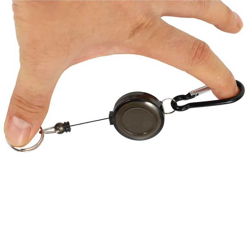 Lot 2 Badge Holder Winder Holder Keychain Retractable Carabiner Belt Clip ID Card Card Holder-Black