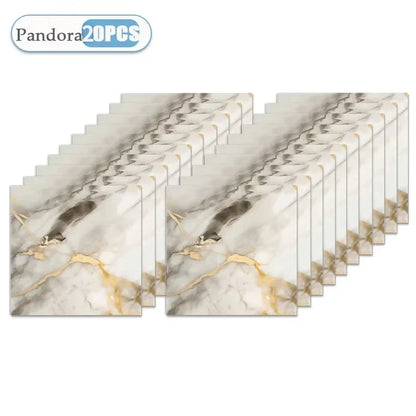 10/20/40PCS Simulated Thick Marble Tile Wall Sticker PVC Waterproof Self-adhesive Living Room Toilet Kitchen Home Floor Sticker