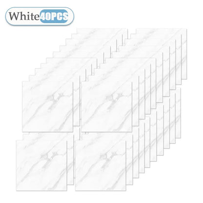 10/20/40PCS Simulated Thick Marble Tile Wall Sticker PVC Waterproof Self-adhesive Living Room Toilet Kitchen Home Floor Sticker