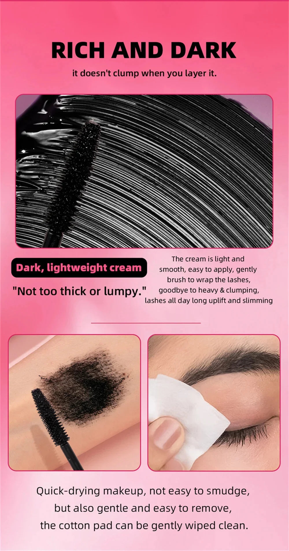 Eyelashes Lengthening Mascara Waterproof Long Lasting Silky Lash Black Eyelashes