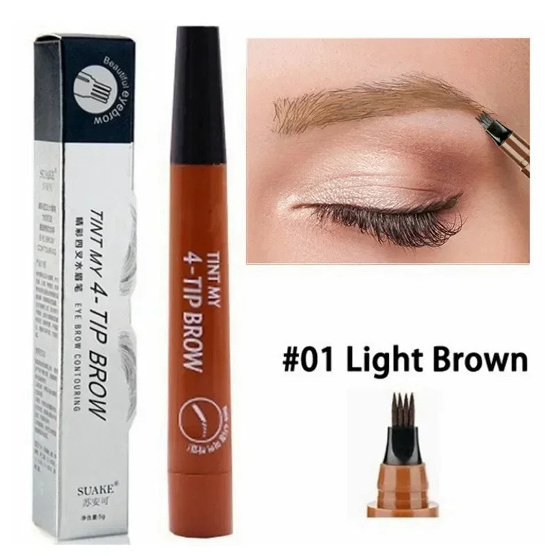 5 Colors Eyebrow Pencil Waterproof 4 Fork Tip Eyebrow Tattoo Pencil