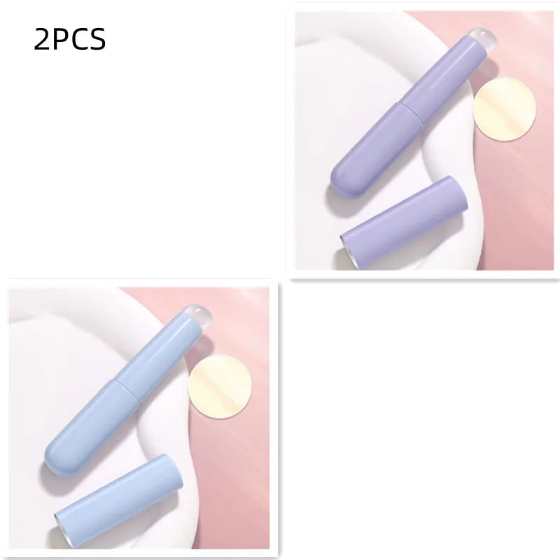 Soft Silicone Lip Brush With Dust Proof Cover Round Head Lipstick Applicator