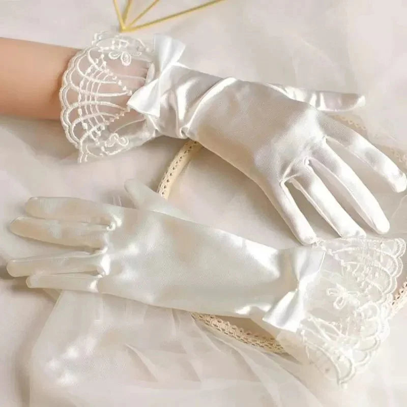 Vintage Transparent Wedding Gloves White Bride Dress Gloves
