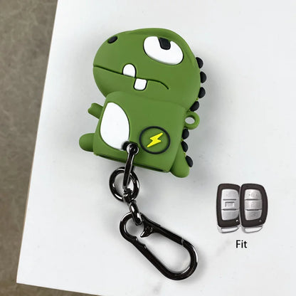 Cartoon Dinosaur for Hyundai Creta Ix35 Ix45 I10 I30 I40 Tucson Santa Fe Rena Sonata Elantra 3 4 Button Car Key Case Cover Fob