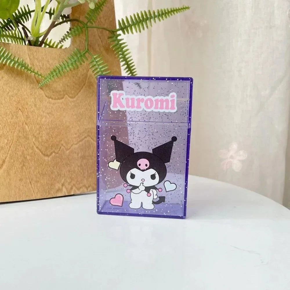 Cute Kuromi Cigarette Case , Hello Kitty Cinnamoroll Melody Anti-Crush Protection Smoking Card Photo Storage Box Girl's Gifts