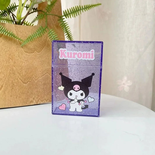 Cute Kuromi Cigarette Case , Hello Kitty Cinnamoroll Melody Anti-Crush Protection Smoking Card Photo Storage Box Girl's Gifts