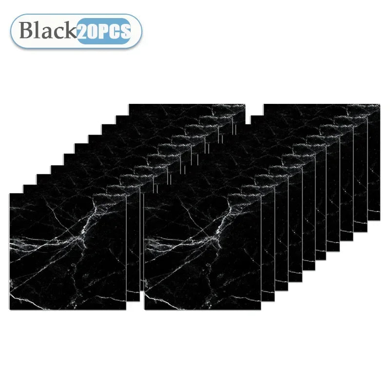10/20/40PCS Simulated Thick Marble Tile Wall Sticker PVC Waterproof Self-adhesive Living Room Toilet Kitchen Home Floor Sticker