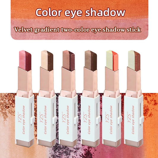 Velvet gradient two-color eye shadow stick magic gradient one-touch molding two-color