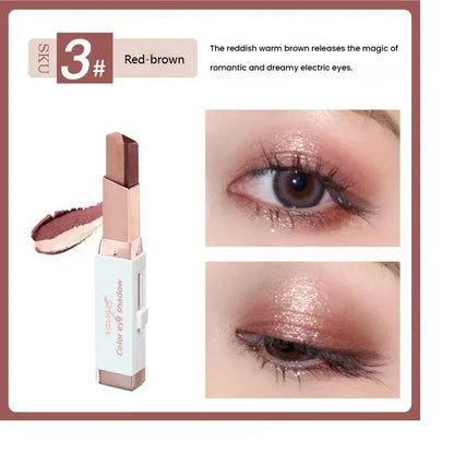 Velvet gradient two-color eye shadow stick magic gradient one-touch molding two-color