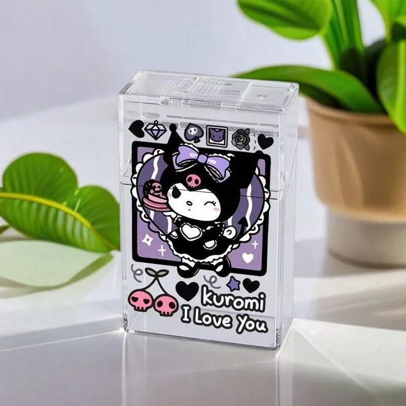 Cute Kuromi Cigarette Case , Hello Kitty Cinnamoroll Melody Anti-Crush Protection Smoking Card Photo Storage Box Girl's Gifts