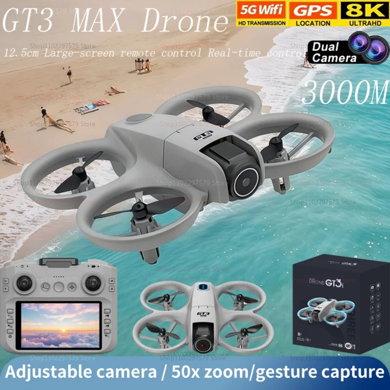 GT3 MAX Mini Drone 5G GPS Professional 8K HD Aerial Photography Remote Control Aircraft HD Dual Camera Quadcopter boy Toys Gifts