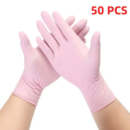 20/50/100PCS Pink Nitrile Gloves Disposable Powder Free Household Cleaning Gloves for Beauty Salon Tattoo Working Kitchen Gloves
