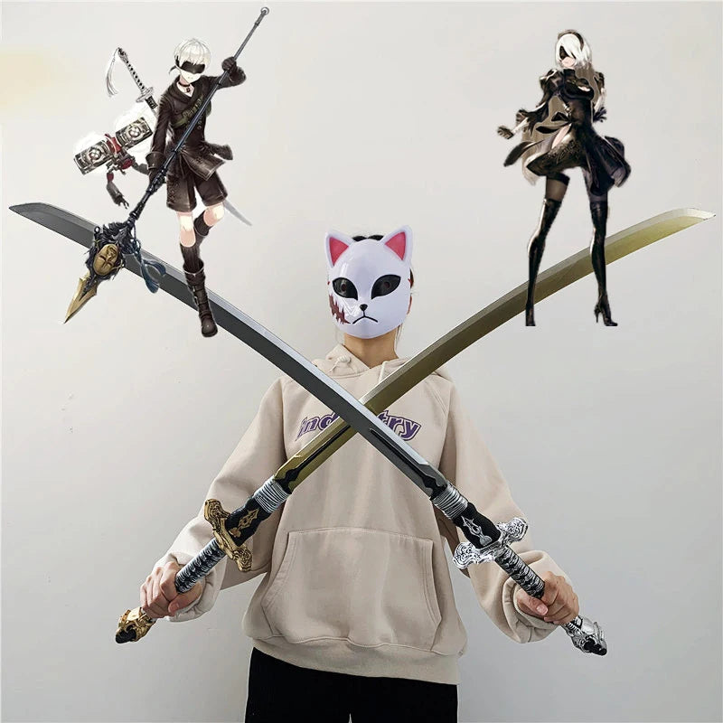 Nier: Automata 2B Cosplay Katana Weapon Props Sword Game Cosplay Weapons Sliver And Golden Wooden Halloween Prop