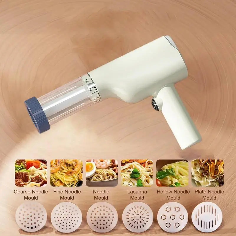 Handheld Electric Noodle Machine Cordless Noodle Press Automatic Pasta Maker with 6 Moulds Kitchen Smart Noodle Maker