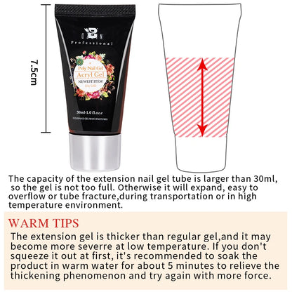 Poly Nail Gel 30ML Acrylic Gel Finger Extension Transparent Jelly Nail Art Extension Quick Building Soak Off UV