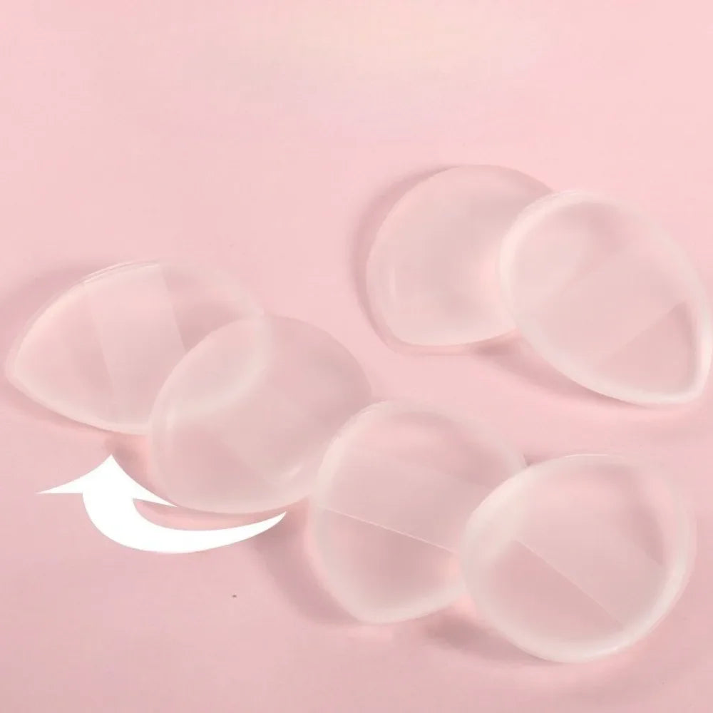 1/6pcs Mini Silicone Fingertips Powder Puff Transparent No Powder Eating Powder Cosmetic Puff Reusable Makeup Tool Jelly Puff