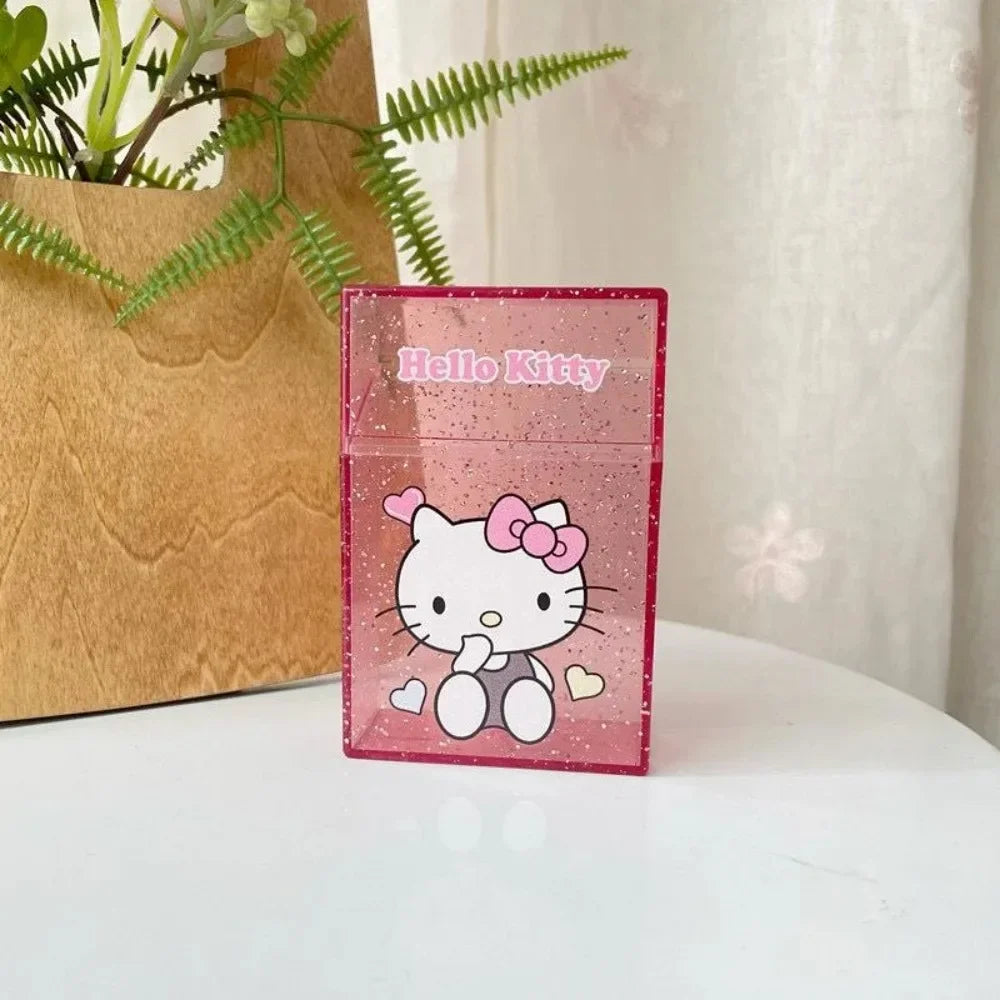 Cute Kuromi Cigarette Case , Hello Kitty Cinnamoroll Melody Anti-Crush Protection Smoking Card Photo Storage Box Girl's Gifts