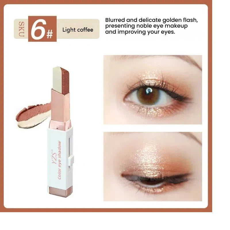 Velvet gradient two-color eye shadow stick magic gradient one-touch molding two-color