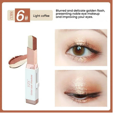 Velvet gradient two-color eye shadow stick magic gradient one-touch molding two-color