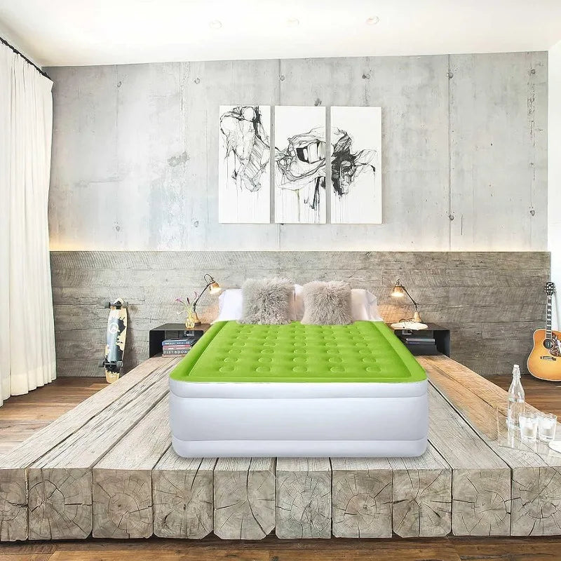 Size Air Mattress with Built in Pump Raised Inflatable Bed