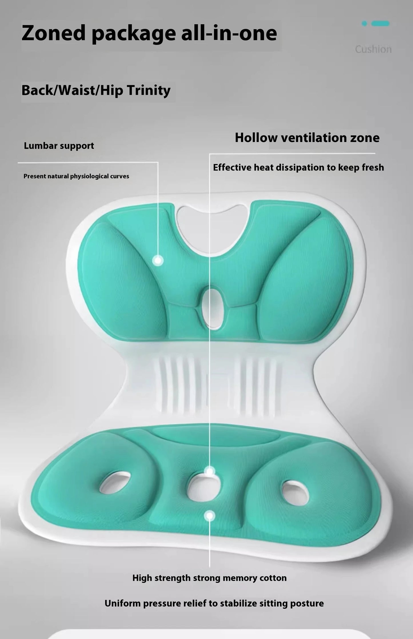 Waist Pad Office Memory Sponge Breathable Long Sitting Without Tiring