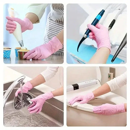 20/50/100PCS Pink Nitrile Gloves Disposable Powder Free Household Cleaning Gloves for Beauty Salon Tattoo Working Kitchen Gloves