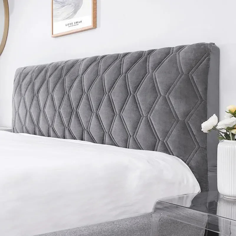 Modern Solid Color Gray Thicken Quilted Short Plush Headboard Cover Soft