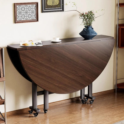 Folding Round Center Table Sedentary Household Dining Movable Large With Turntable Apartment Rooms Kitchen Furniture