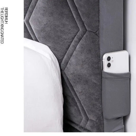 Modern Solid Color Gray Thicken Quilted Short Plush Headboard Cover Soft Velvet All-inclusive Bed Head Cover