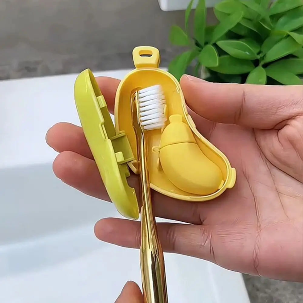 Portable Banana Shape Toothbrush Case Cap Brush Protect 2in1