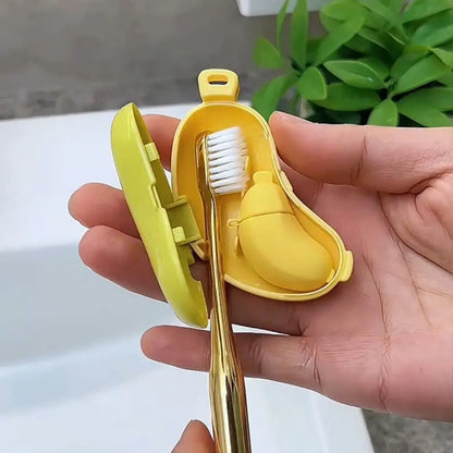 Portable Banana Shape Toothbrush Case Cap Brush Protect 2in1