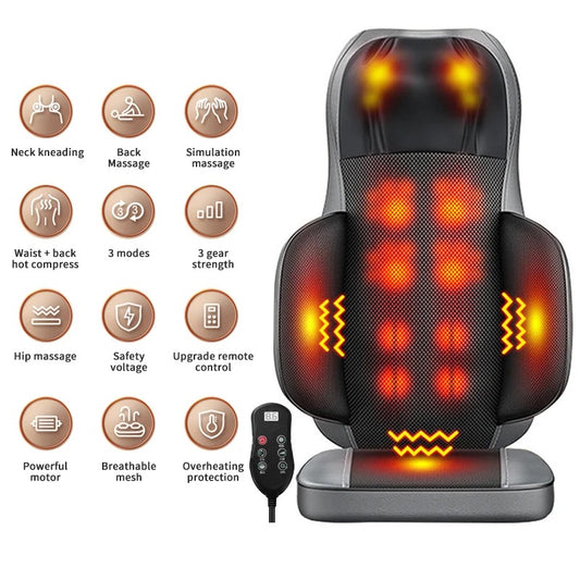 Electric Massage Chair Cushion with Heat – Full Body, Neck, Back & Waist Vibrating Massage Pad – Perfect Gift for Parents & Loved Ones